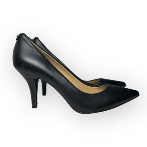 Michael Kors Dorothy Black Leather Pumps Pointed Toe High Heels 7.5